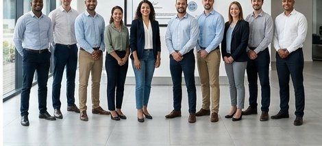 Equipe reunida após a conquista da certificação